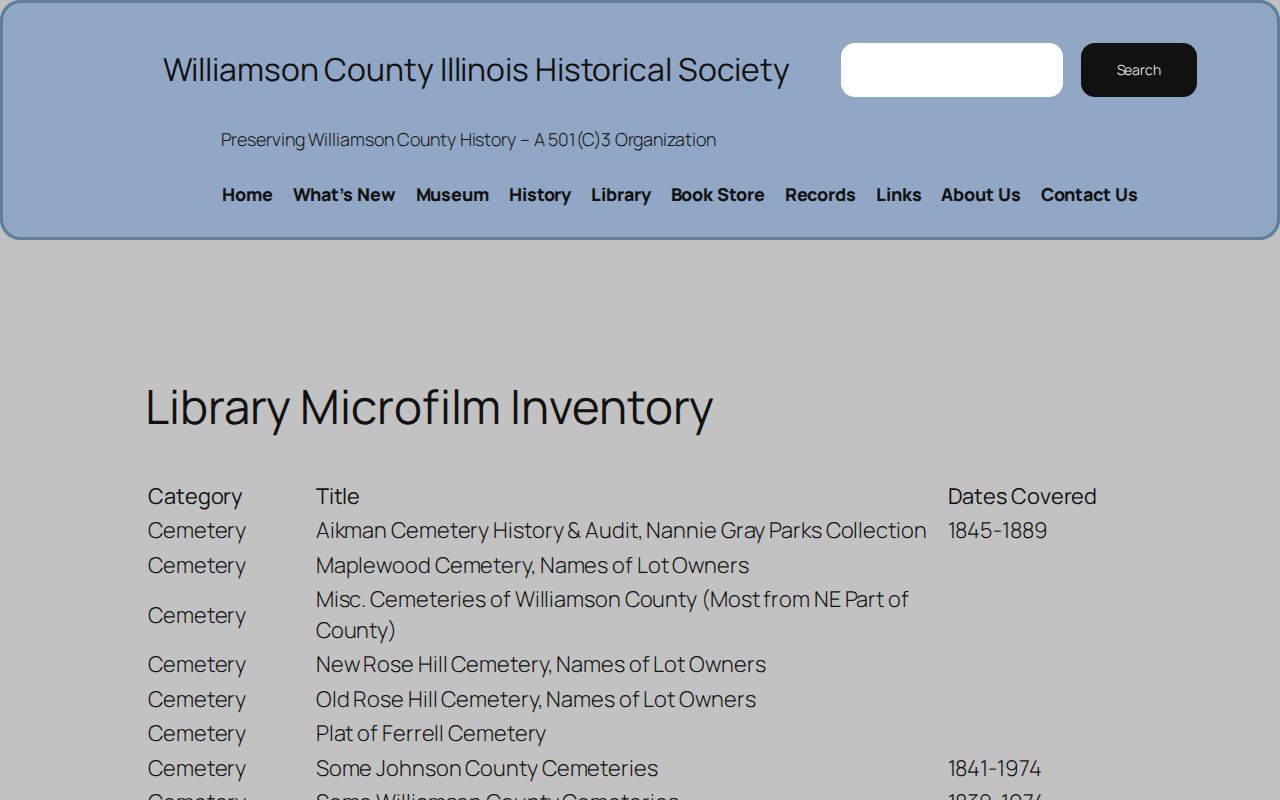 Williamson County city directory research using Historical Society microfilm inventory