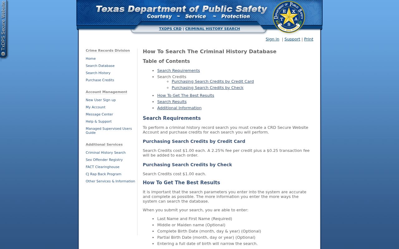 Williamson County residents directory Texas DPS criminal history search information