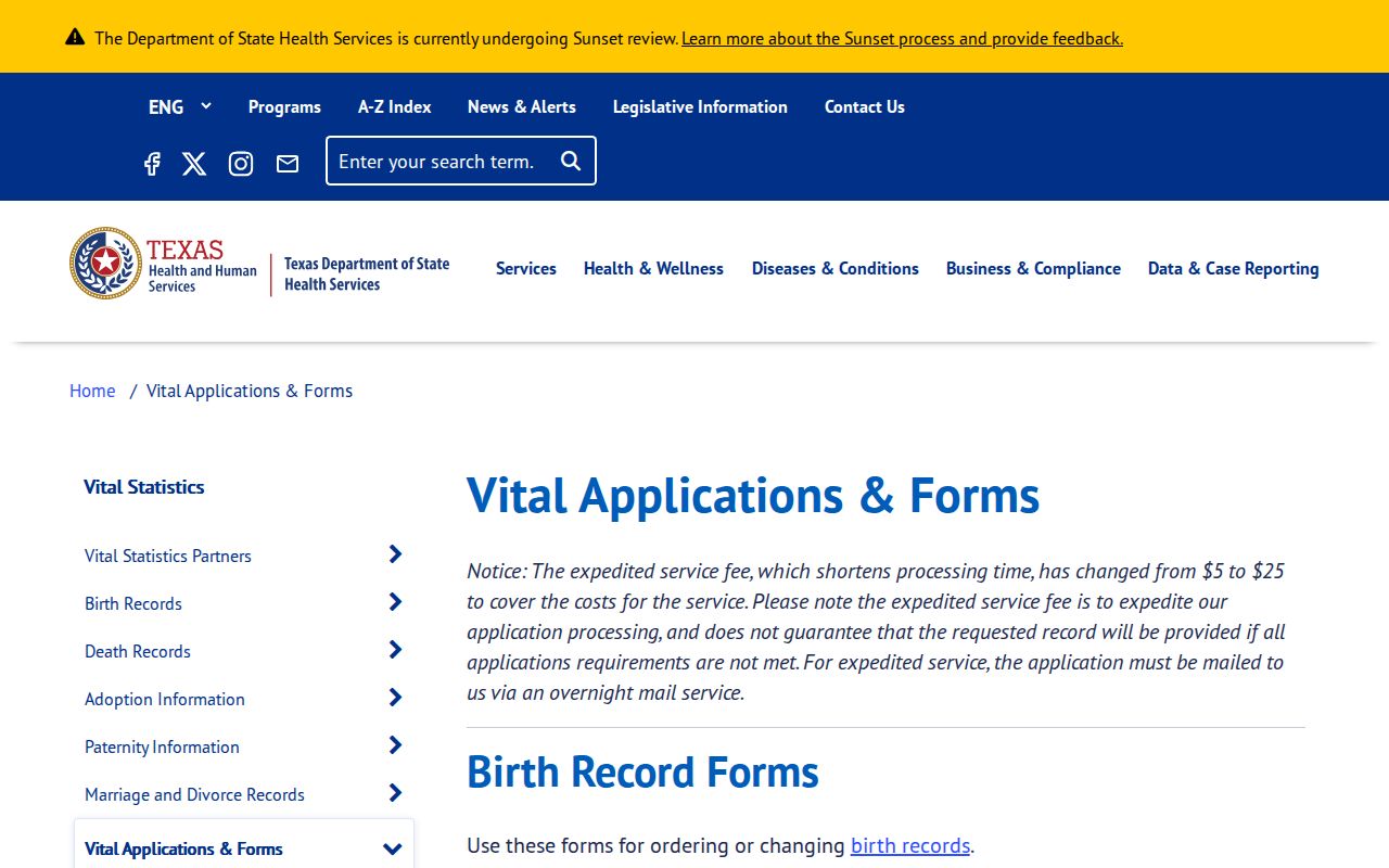 Williamson County residents directory Texas vital records applications screen