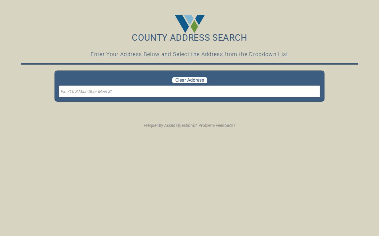 Williamson County street directory GIS address search with street dropdown